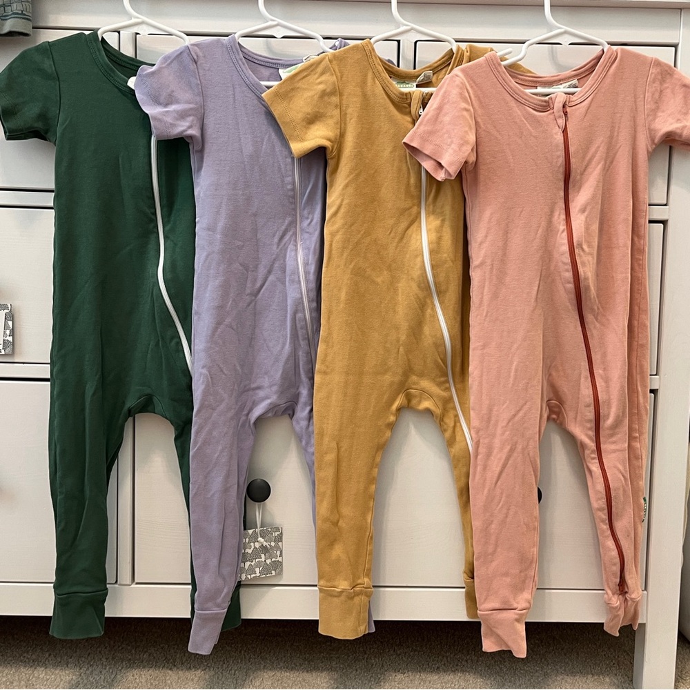 Parade Organics One-Piece 2-way Zipper Pajamas - Pink, Mustard, Lavender, Green